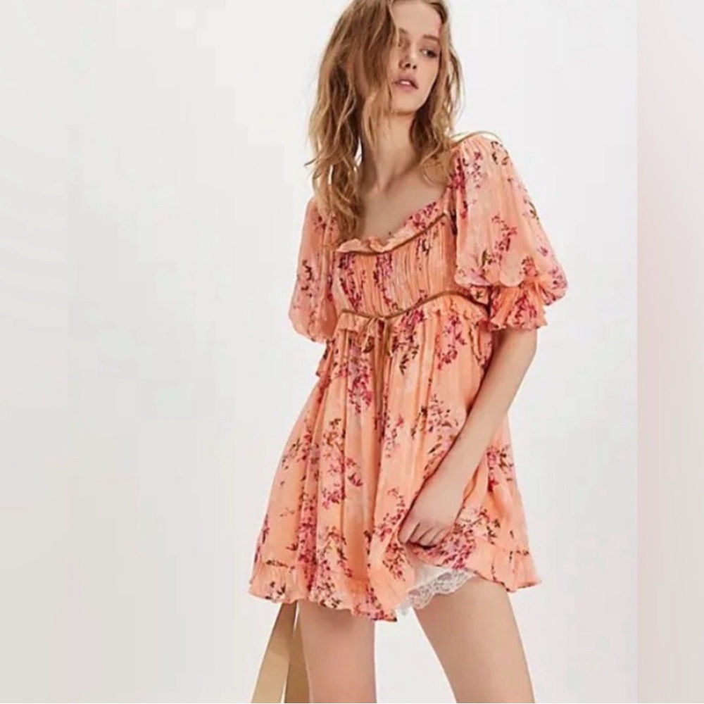 💕Free People Marney Mini Dress NWT Peach Combo💕